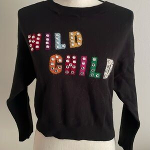 Alice + Olivia WILD CHILD Embellished Sweater, sz XS